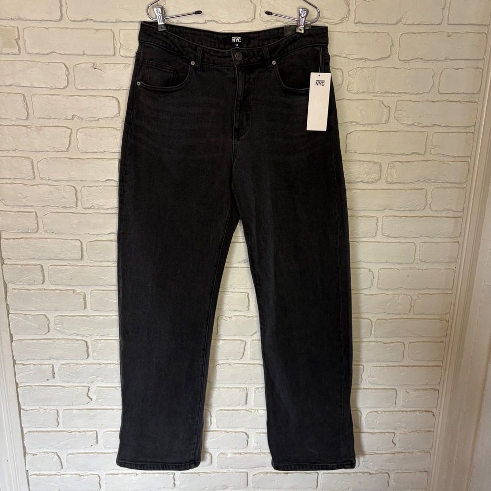 NWT Madden NYC High Rise Barrel Jean Black Women's Size 10